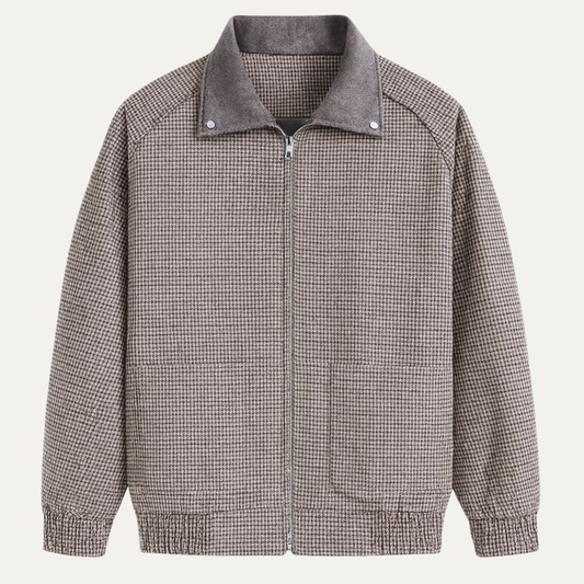 The Montmartre Men’s Casual Zip Up Loose Fit Plaid Jacket