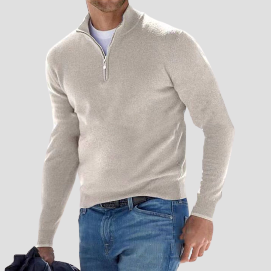 Men’s Classic Quarter-Zip Mock Neck Sweater