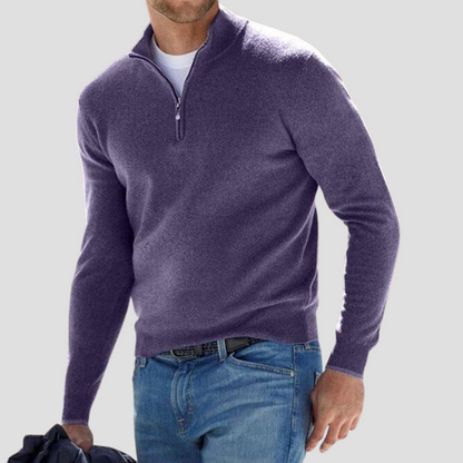 Men’s Classic Quarter-Zip Mock Neck Sweater