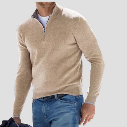 Men’s Classic Quarter-Zip Mock Neck Sweater