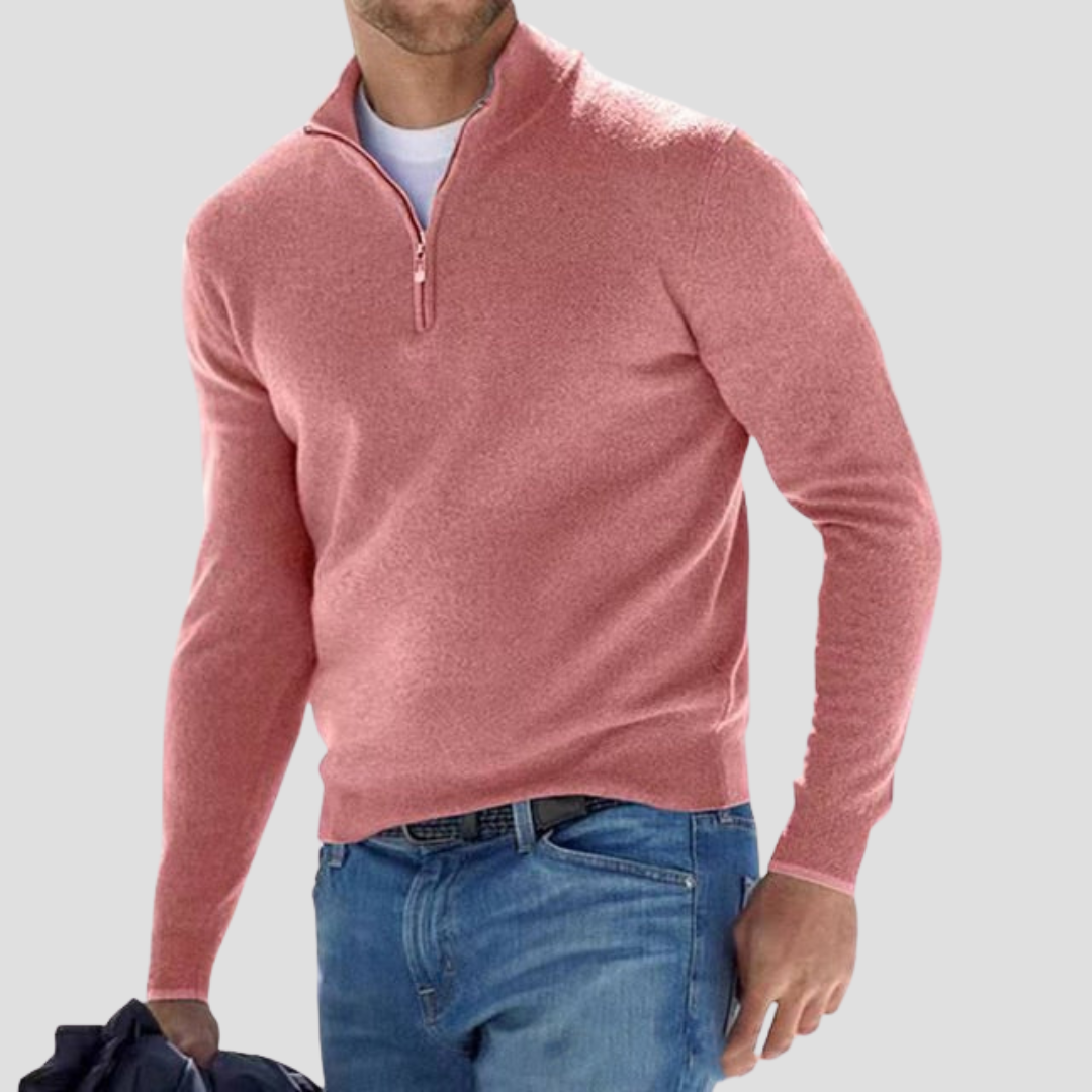 Men’s Classic Quarter-Zip Mock Neck Sweater