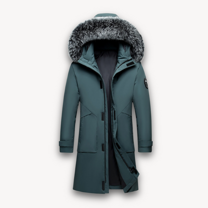 Men's Waterproof Parka Coat - Faux Fur Hood