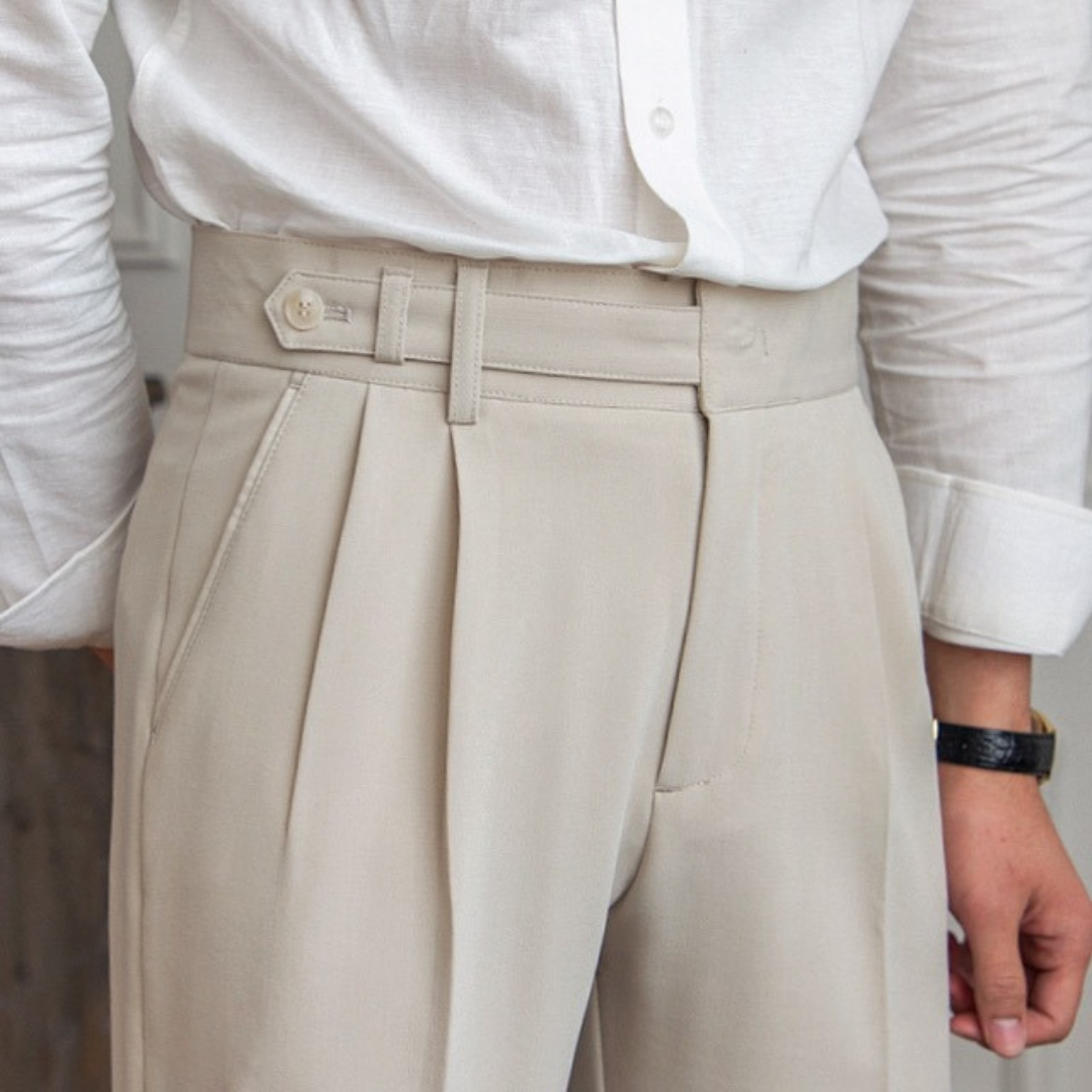 Men’s High-Waisted Cropped Dress Trousers