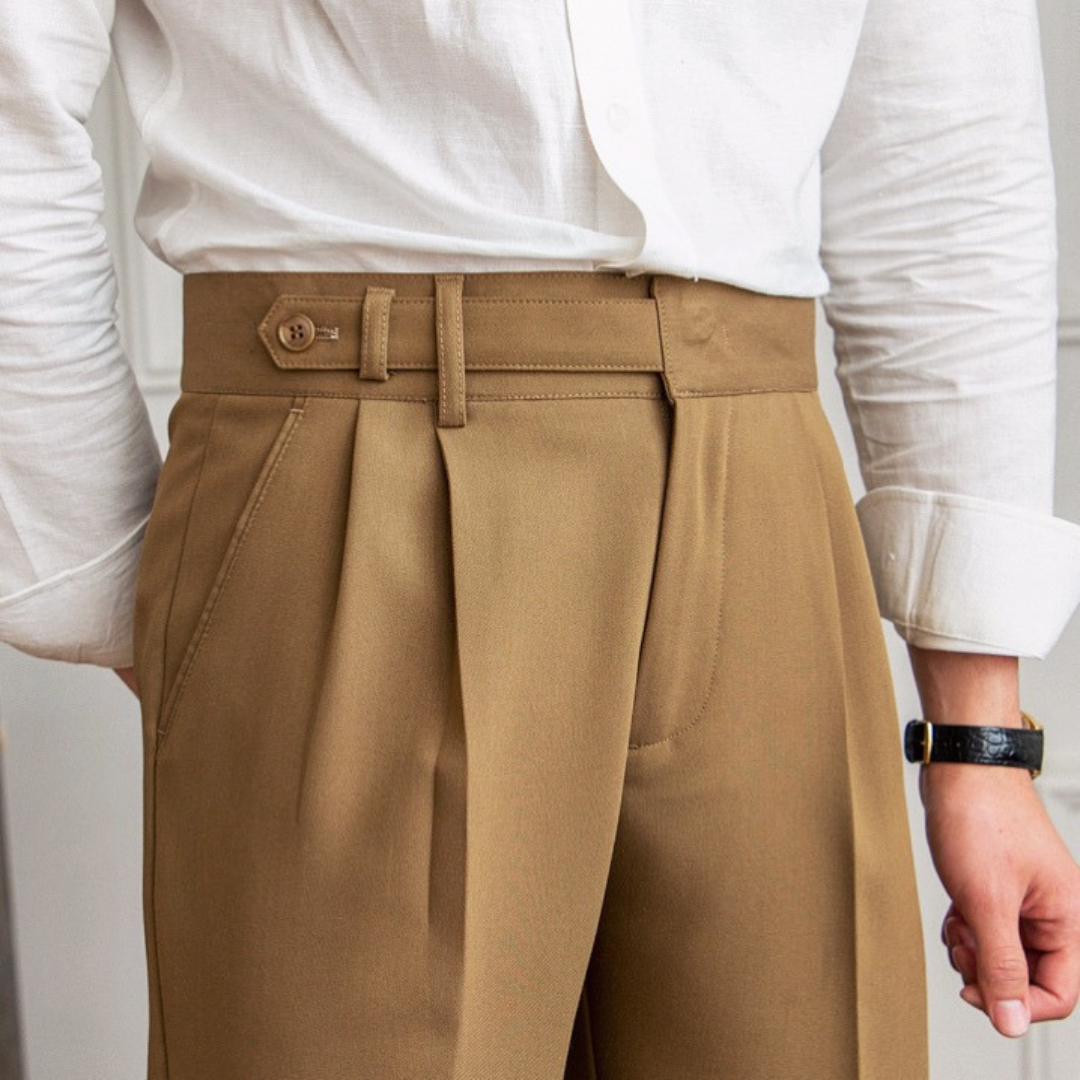 Men’s High-Waisted Cropped Dress Trousers