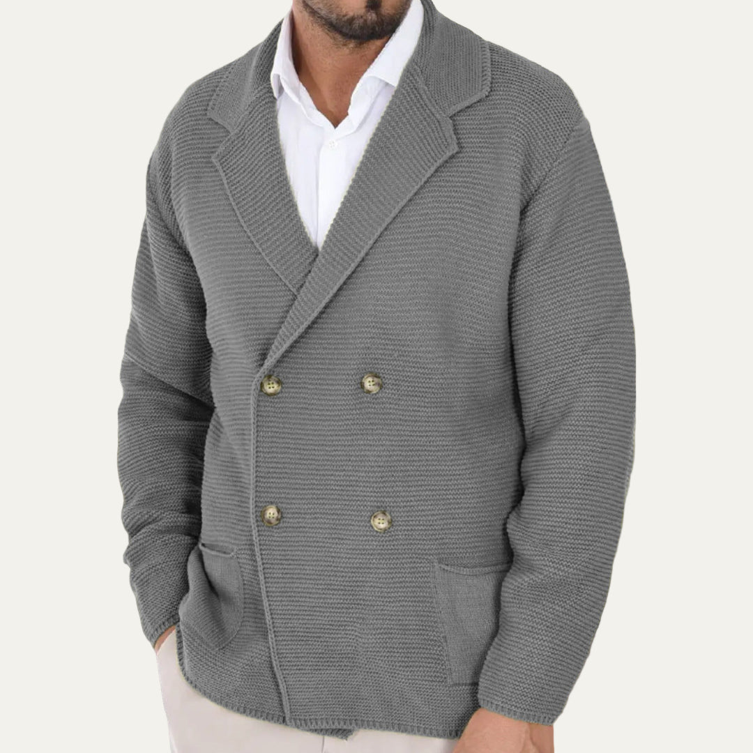 Men’s Double Breasted Ribbed Knit Blazer
