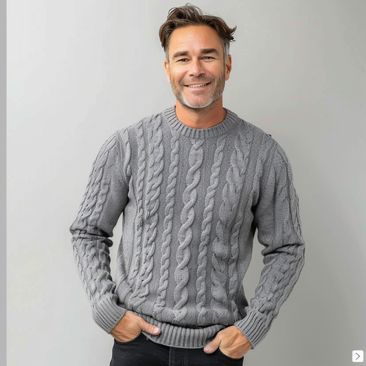 Warm Men's Crew Neck Knitted Sweater - BritishElegance