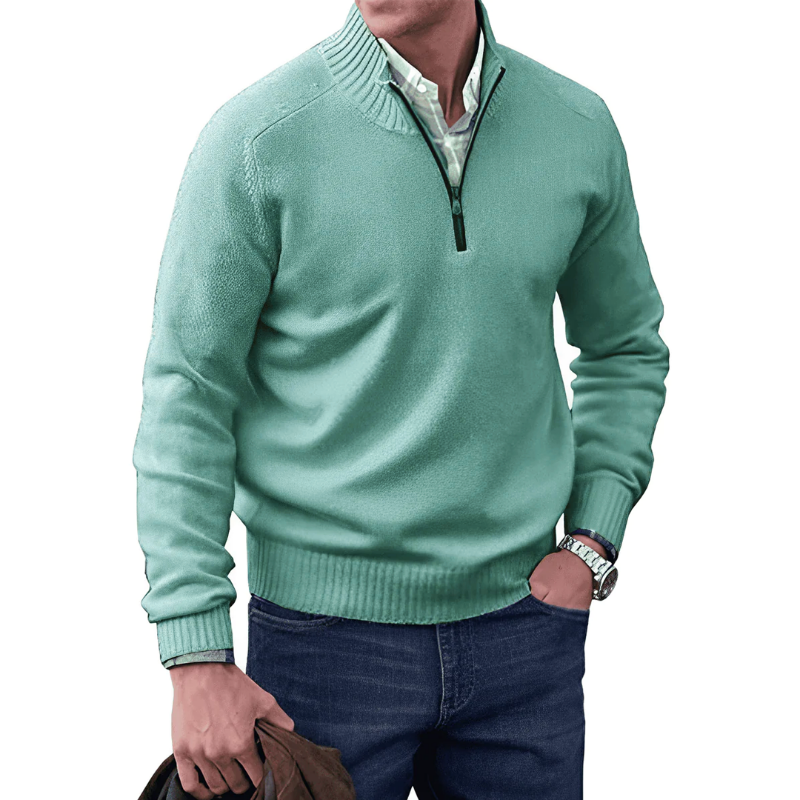 Men’s Quarter Zip High Collar Knit Sweater