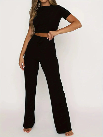 Gwen Set | Ribbed Crop Top and High-Waist Legging Co-ord