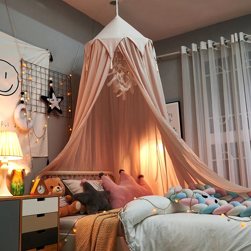 Colorful Girls Bed Canopy With Tassels - BritishElegance