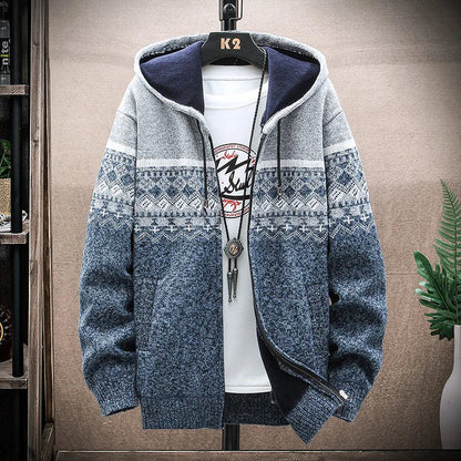 Warm Mens Plaid Hooded Winter Jacket