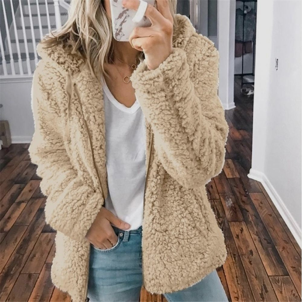 Women's Soft Fleece Hooded Teddy Coat - BritishElegance