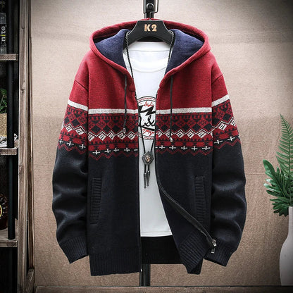 Warm Mens Plaid Hooded Winter Jacket