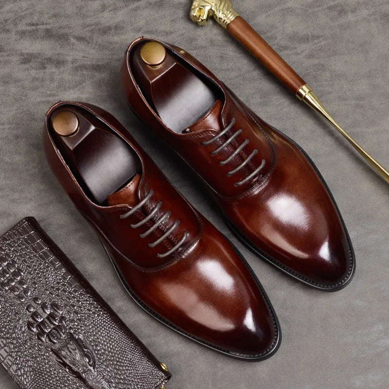 Classic Mens Genuine Leather Dress Shoes - BritishElegance