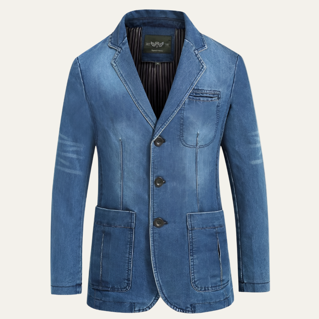 Men’s Oversized Vintage Denim Blazer Jacket