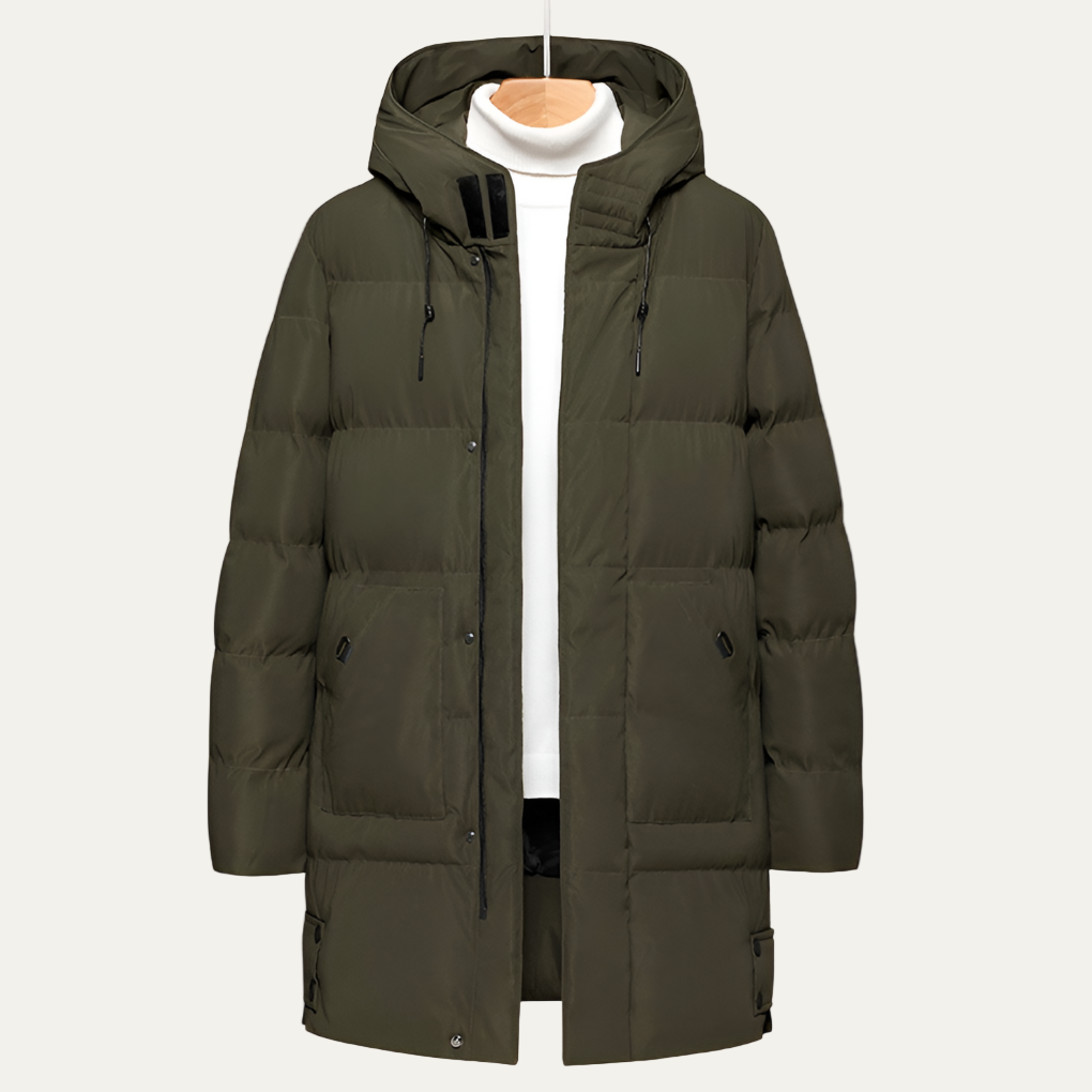 Men’s Long Quilted Hooded Puffer Jacket