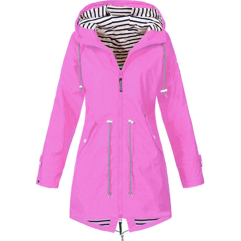 Waterproof Women's Hooded Rain Jacket with Pockets
