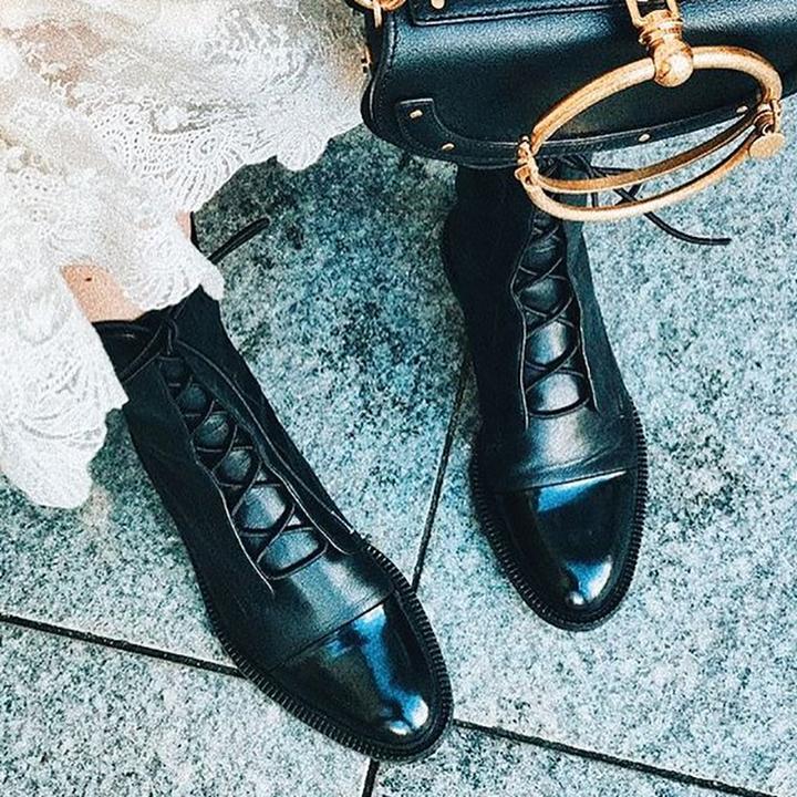 Isabella Lace-Up Cap Toe Ankle Boots | Ankle-Wrap Detail Ankle Boots