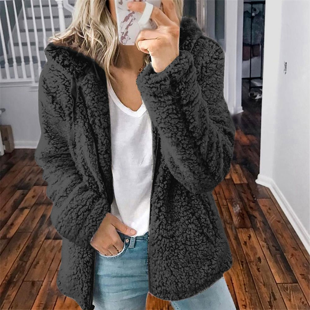 Women's Soft Fleece Hooded Teddy Coat