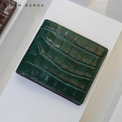 Custom Crocodile Skin Fold Wallet - BritishElegance