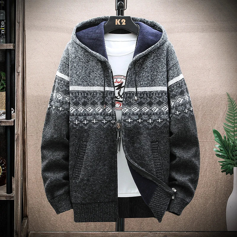 Warm Mens Plaid Hooded Winter Jacket