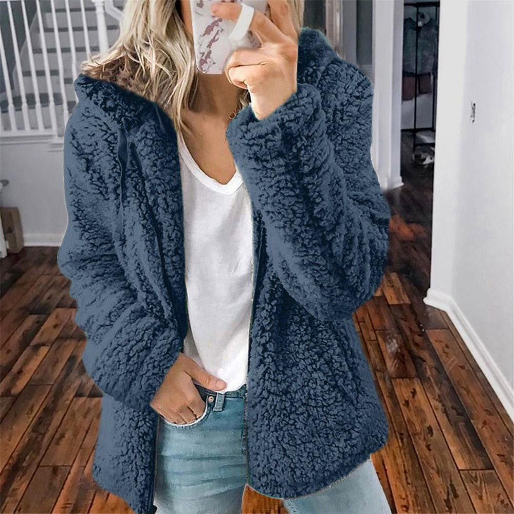 Women's Soft Fleece Hooded Teddy Coat