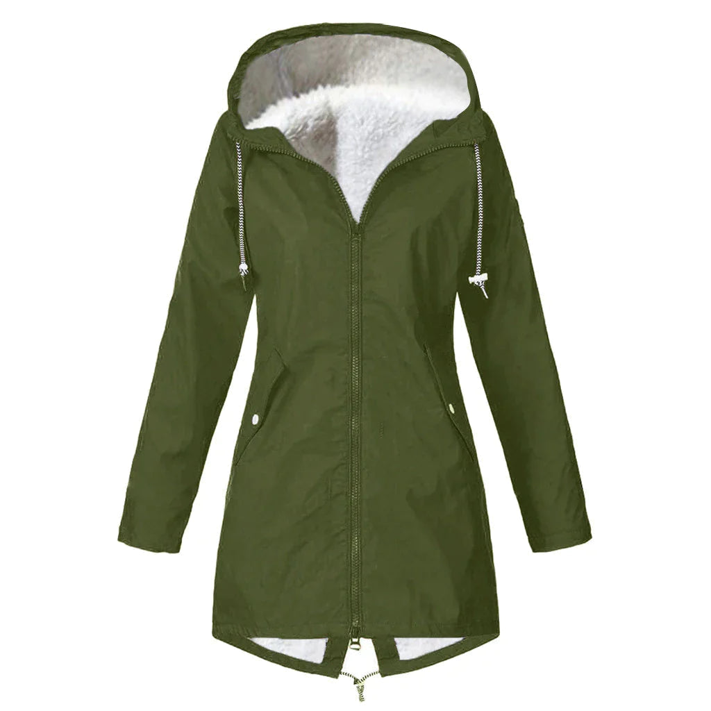 Waterproof Women's Parka Jacket With Hood And Fleece