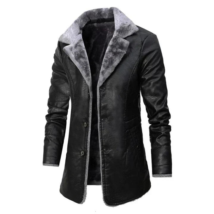 Luxury Fake Fur Lined Men's Trench Coat