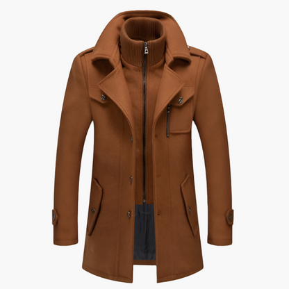 Men’s Layered Peacoat with Removable Inner Placket