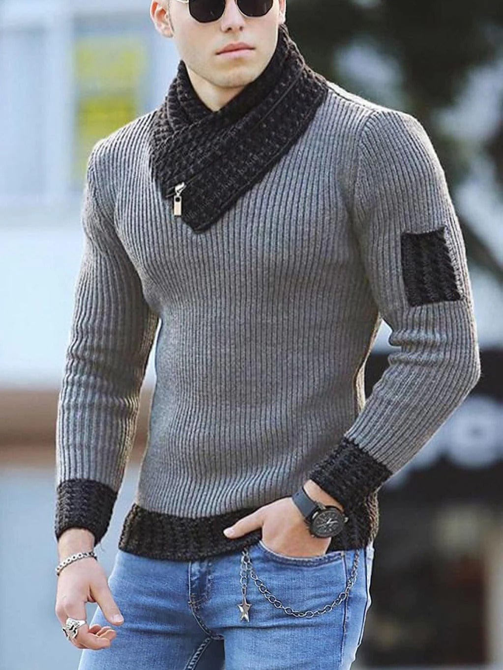 Warm Zip-up Sweater for Men