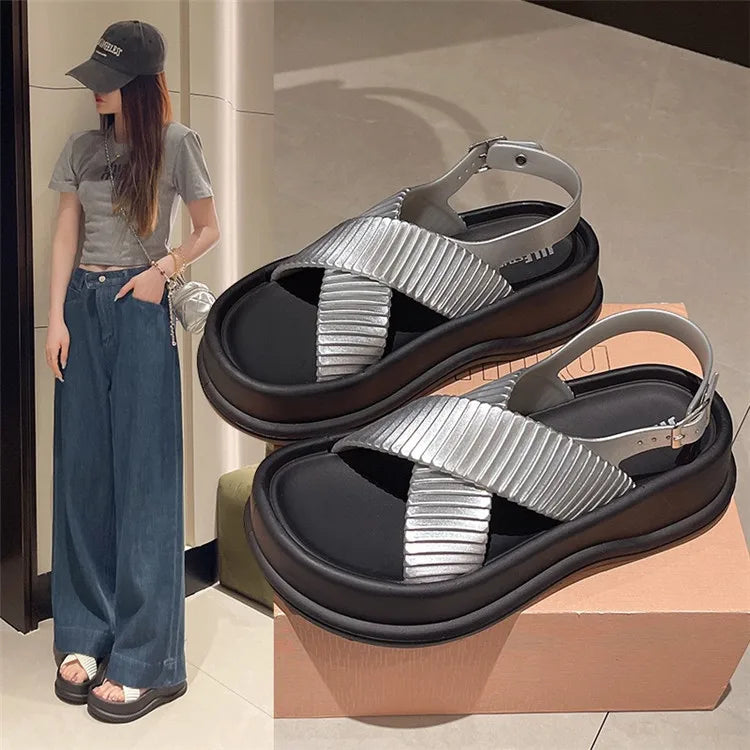Comfortable Contour Slide Sandals - Open Toe Summer Slippers - BritishElegance