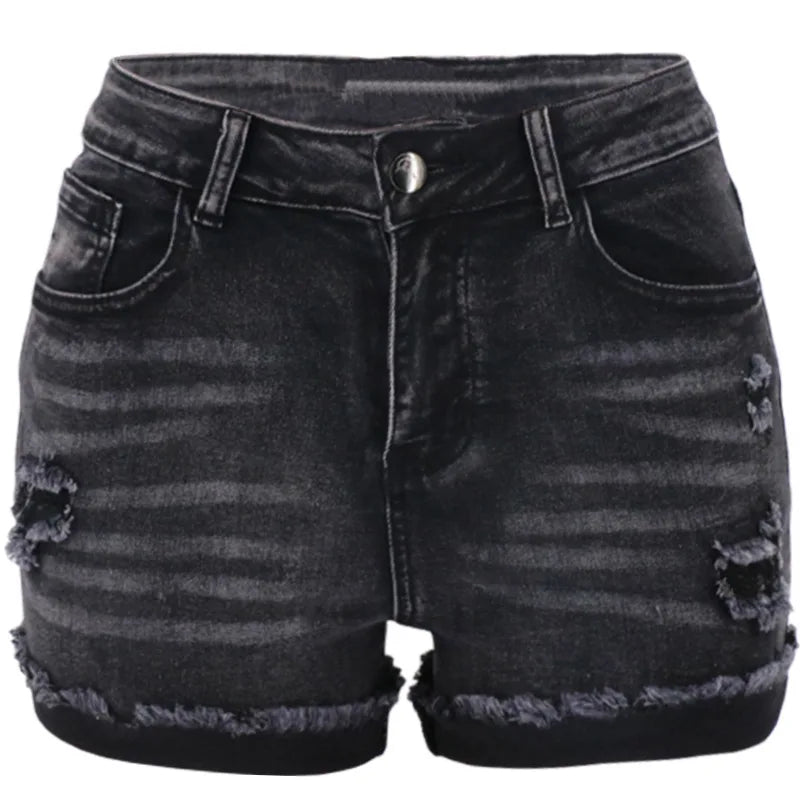 Comfortable Dark Wash High Waist Denim Shorts for Women