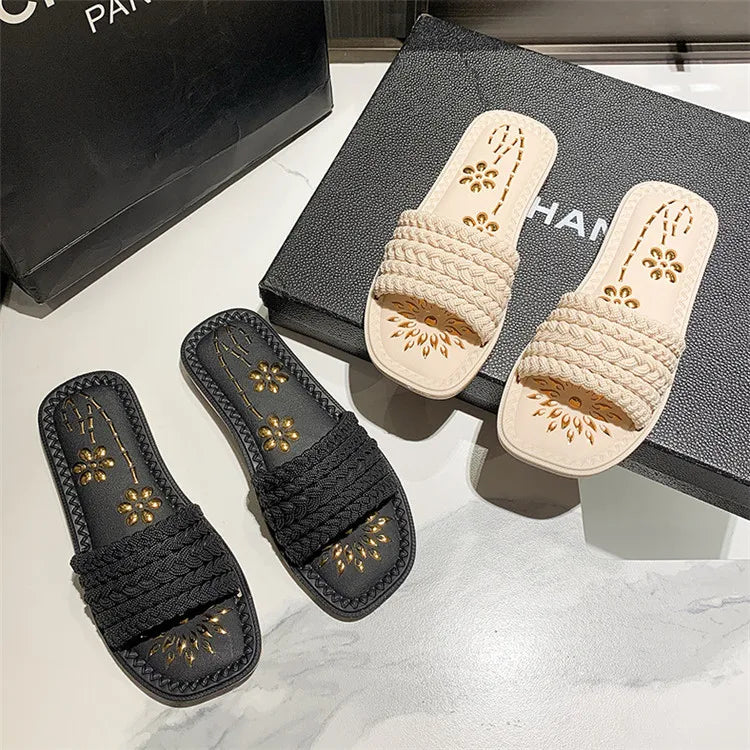 Comfortable Flat Sandal Shoes for Women - Summer Slip On - BritishElegance