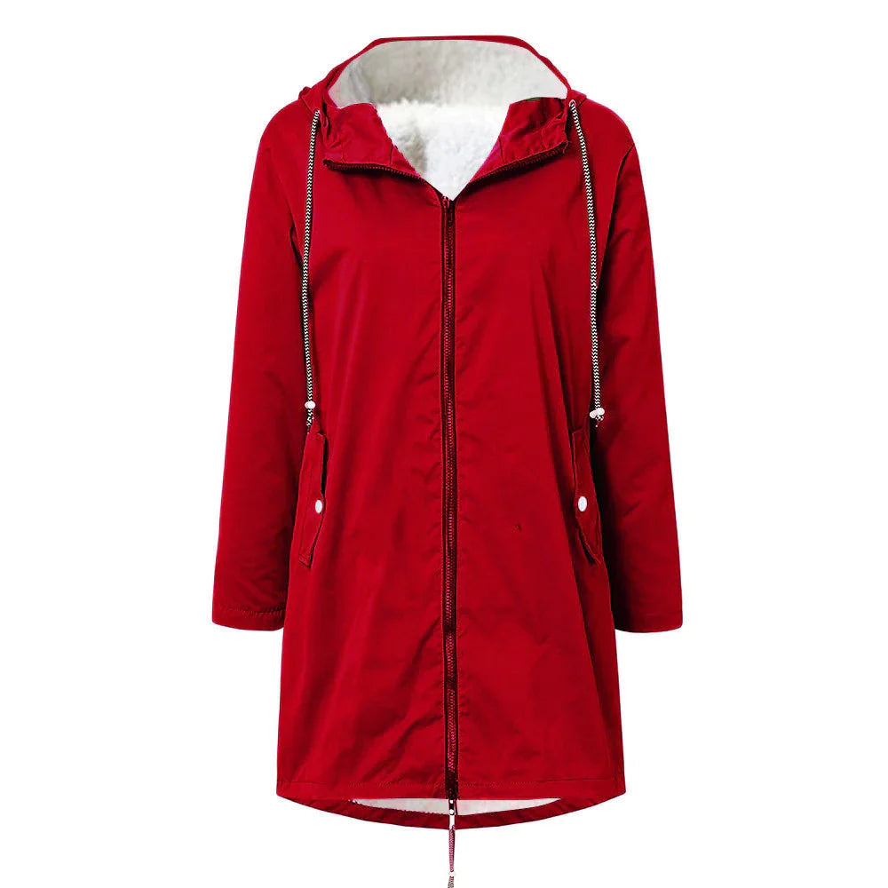 Waterproof Women's Parka Jacket With Hood And Fleece