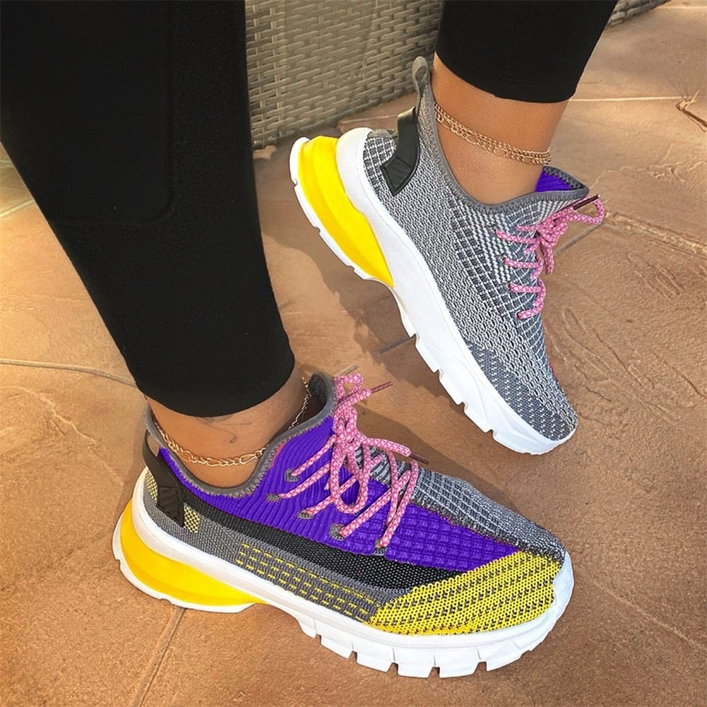 Airy Colorful Women's Sneakers with Bright Laces
