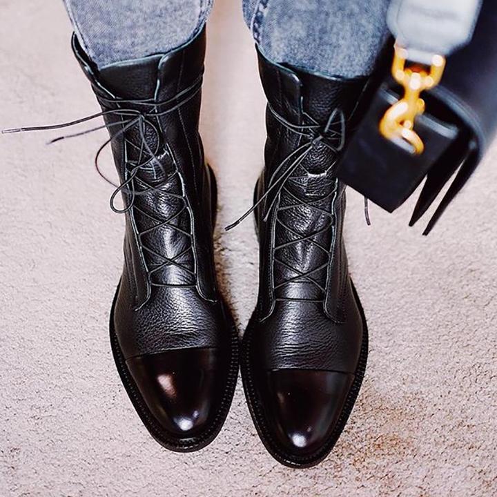 Isabella Lace-Up Cap Toe Ankle Boots | Ankle-Wrap Detail Ankle Boots