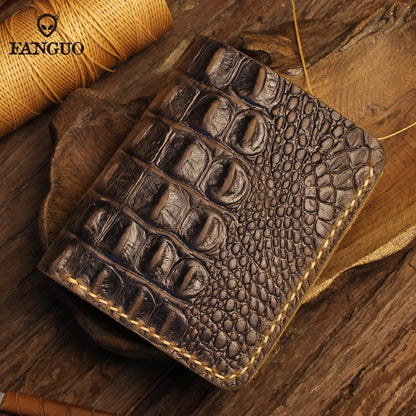 Vintage Gator Print Genuine Leather Wallet