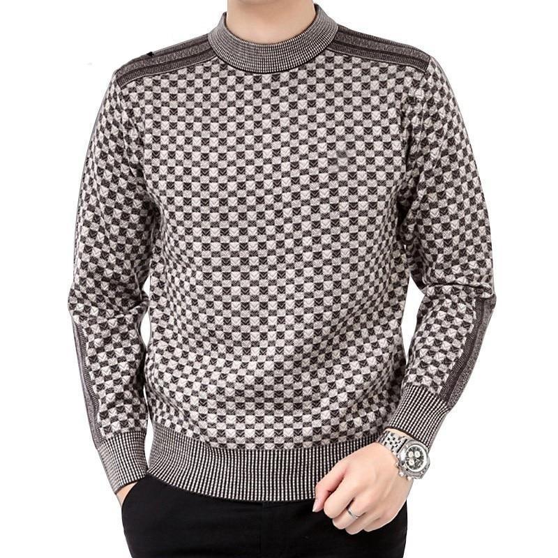 Warm Checked Wool Sweater for Men