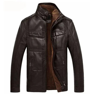Men's Faux Leather Warm Winter Coat