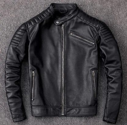 Authentic Leather Biker Jacket Classic Moto Style