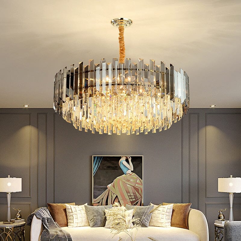 Circular Glass LED Lamp With Gold Accent - BritishElegance
