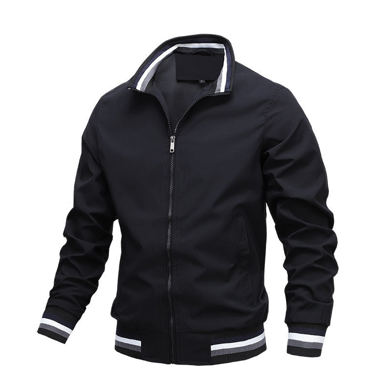 Slim Fit Striped Bomber Jacket - Casual Mens Wear - BritishElegance