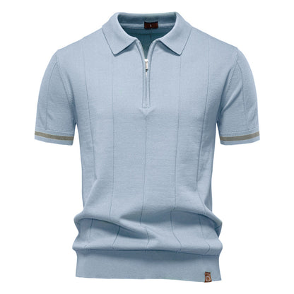 Half Zip Polo Shirt – Vertical Texture & Easy On Off