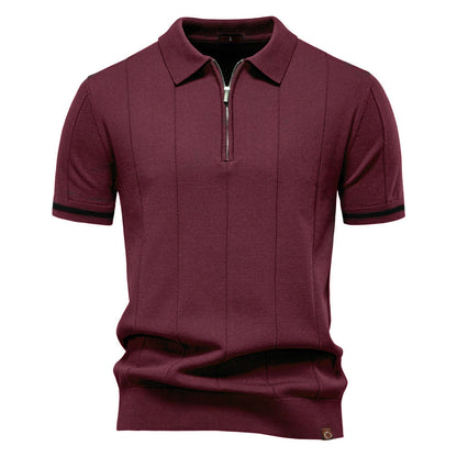 Half Zip Polo Shirt – Vertical Texture & Easy On Off