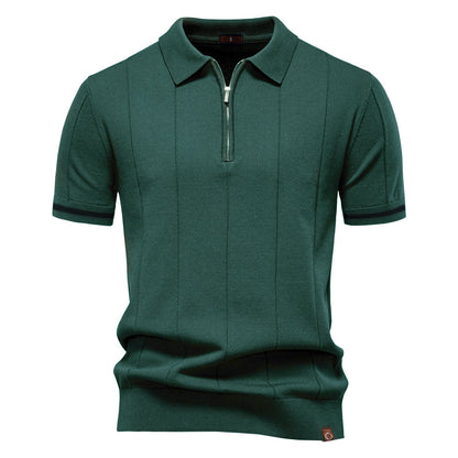 Half Zip Polo Shirt – Vertical Texture & Easy On Off