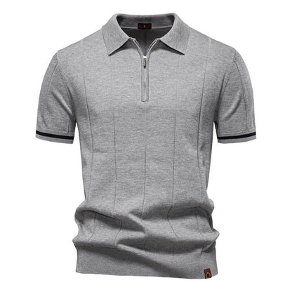Half Zip Polo Shirt – Vertical Texture & Easy On Off