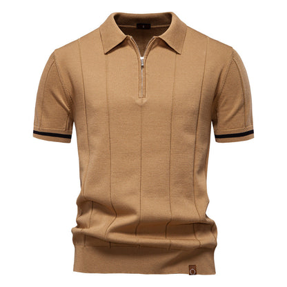 Half Zip Polo Shirt – Vertical Texture & Easy On Off
