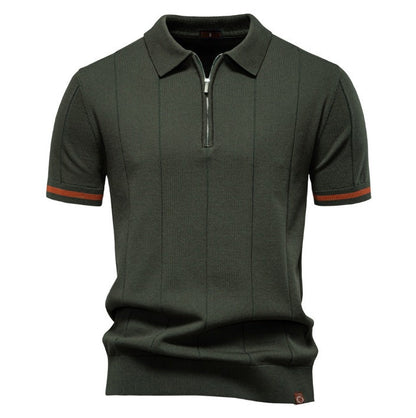 Half Zip Polo Shirt – Vertical Texture & Easy On Off