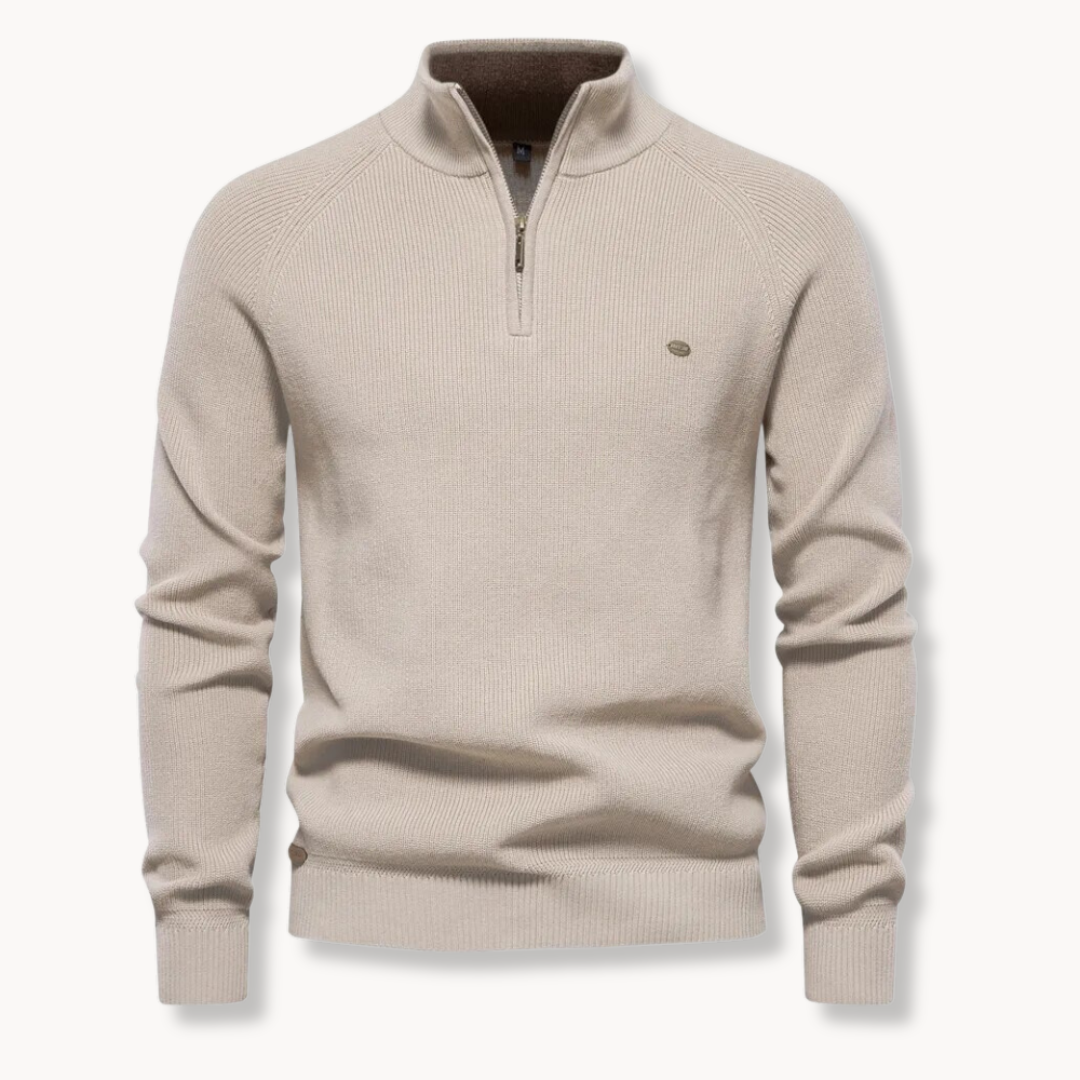 Men’s Contrast Collar Quarter Zip Knit Sweater