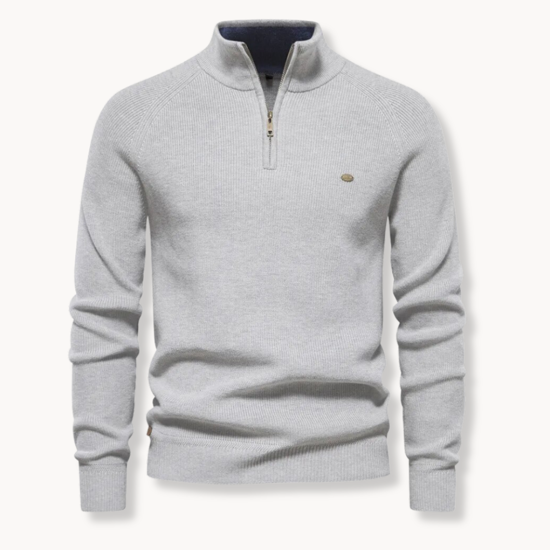 Men’s Contrast Collar Quarter Zip Knit Sweater