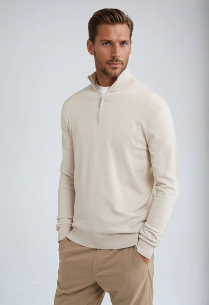 Carl - Beige Half-Zip Jumper